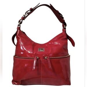 Dooney & Bourke Red Patent Leather Hobo Shoulder Bag
